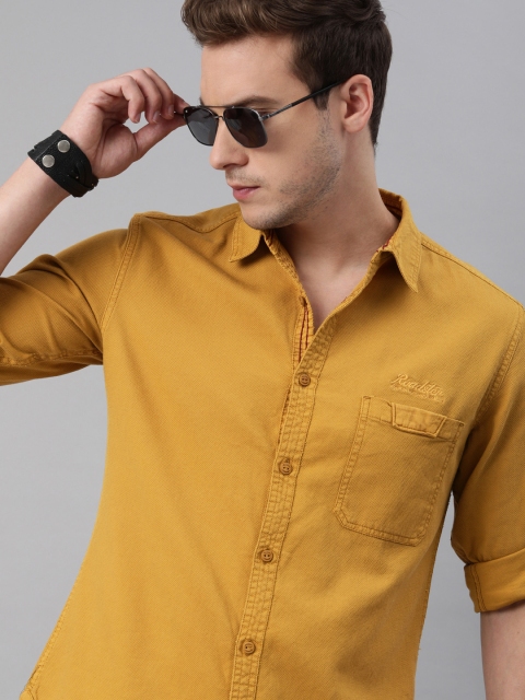 

The Roadster Lifestyle Co Men Mustard Yellow Solid Casual Shirt