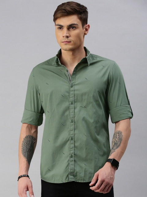 

The Roadster Lifestyle Co Men Green Regular Fit Printed Casual Shirt