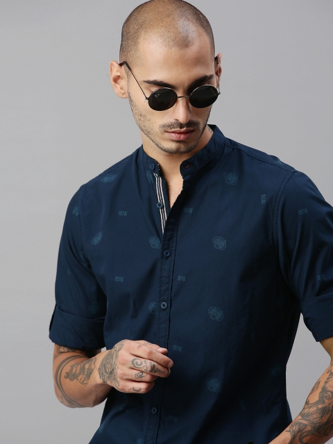 

Roadster Men Navy Blue Regular Fit Printed Casual Shirt