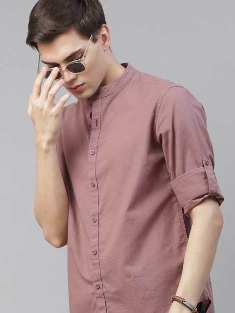 

Roadster Men Mauve Solid Pure Cotton Regular Fit Casual Shirt