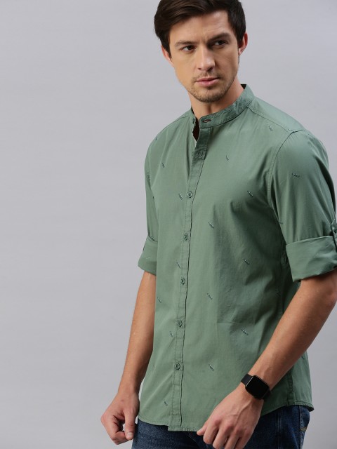 

Roadster Men Olive Green Regular Fit Printed Casual Shirt
