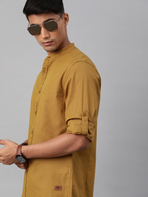 

Roadster Men Mustard Yellow Solid Casual Shirt