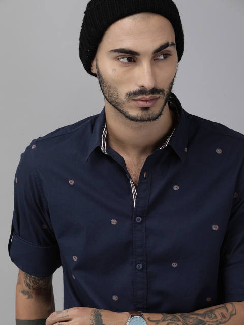 

Roadster Men Navy Blue Regular Fit Printed Casual Shirt