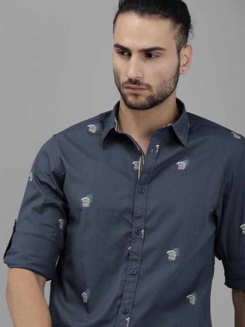 

Roadster Men Navy Blue Regular Fit Printed Casual Shirt