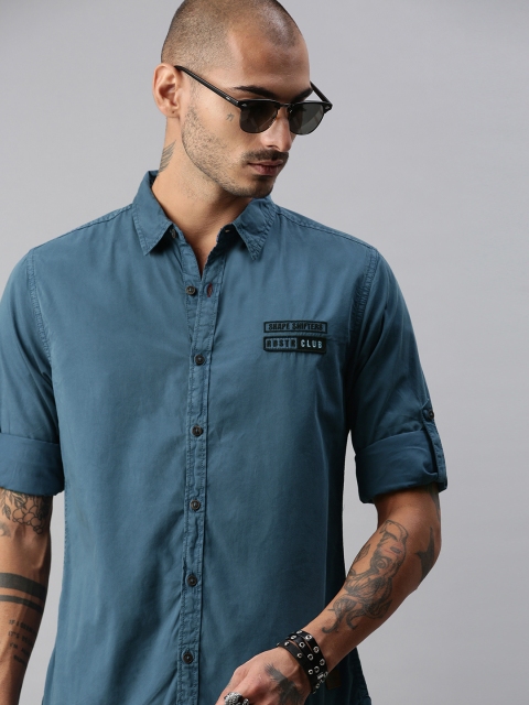 

Roadster Men Blue Regular Fit Solid Casual Shirt