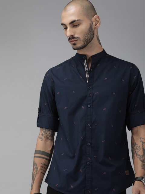 

The Roadster Lifestyle Co Men Navy Blue Regular Fit Printed Casual Shirt