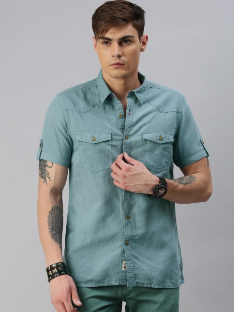 

The Roadster Lifestyle Co Men Blue Regular Fit Solid Casual Shirt
