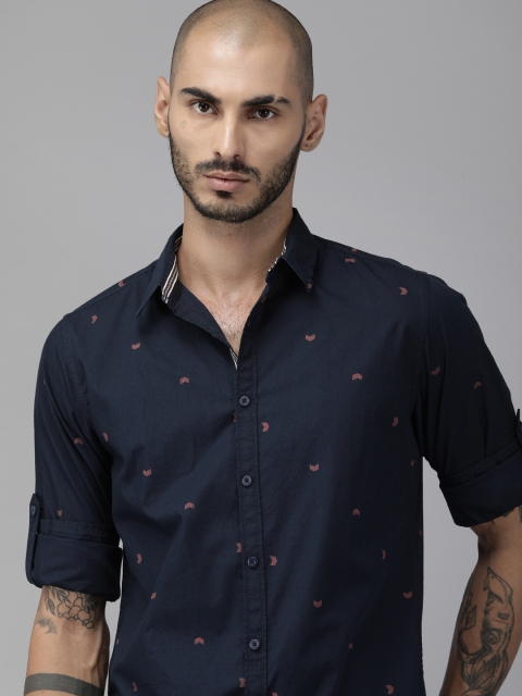 

Roadster Men Navy Blue Regular Fit Printed Casual Shirt