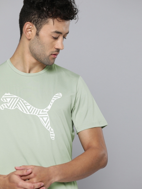 

one8 x PUMA Men Green & White VK Poly Printed Round Neck T-shirt