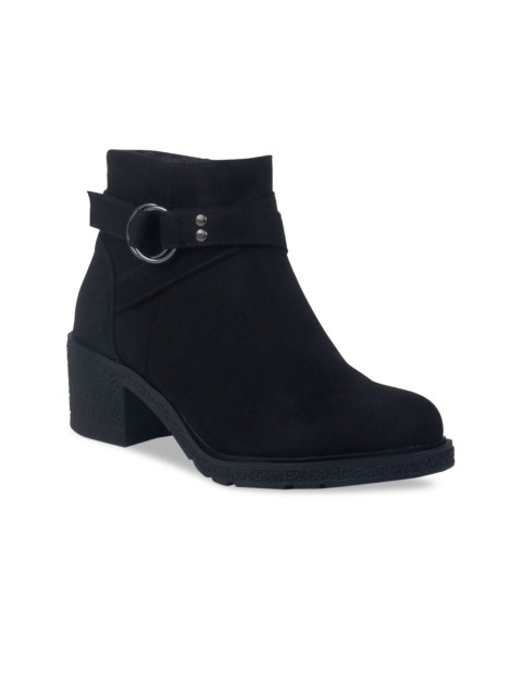 

London Rag Women Black Solid Suede Heeled Boots