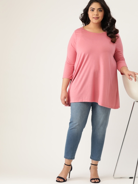 

Sztori Women Plus Size Pink Solid A-Line Top