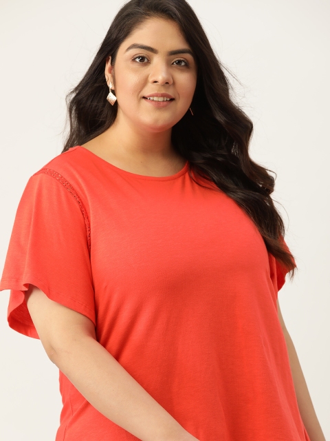 

Sztori Orange Plus Size Regular Cotton Top