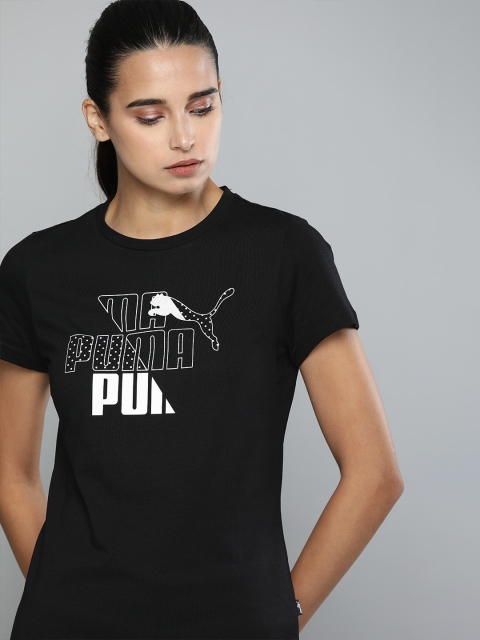 

Puma Women Black Printed Round Neck T-shirt