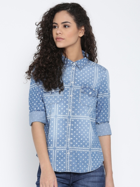 

ONLY Blue Denim Printed Shirt