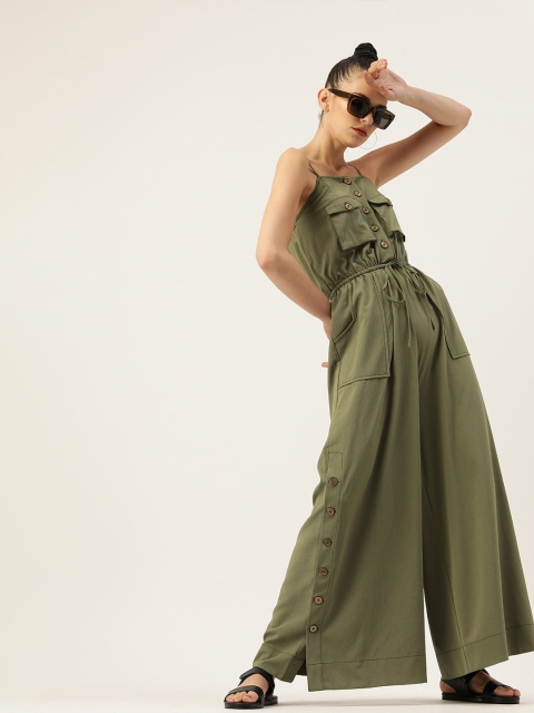 

QUIERO Women Olive Green Solid Culotte Jumpsuit