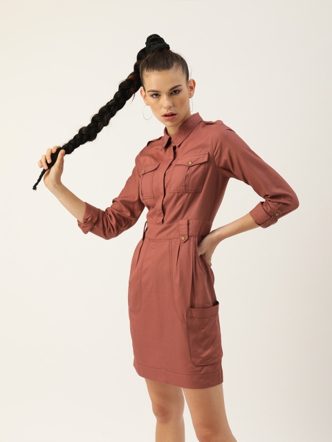 

QUIERO Women Brown Solid Shirt Dress