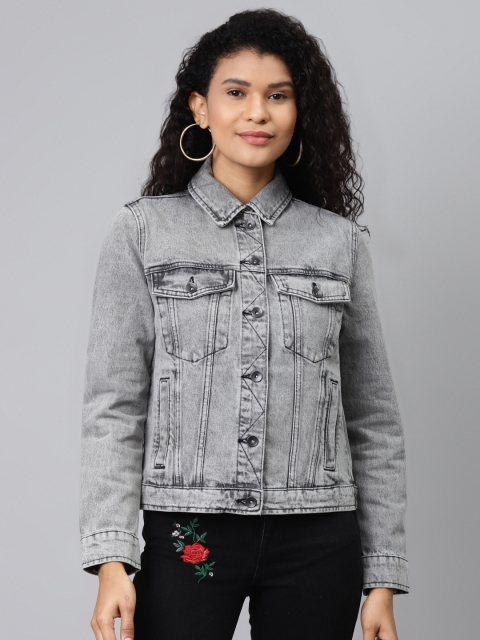 

Marks & Spencer Women Grey Washed Pure Cotton Sustainable Denim Jacket