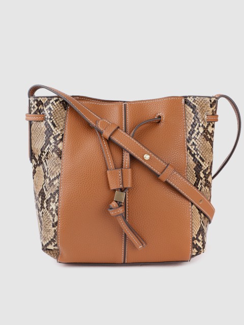 

Marks & Spencer Tan Brown & Black Snakeskin Textured Bucket Sling Bag