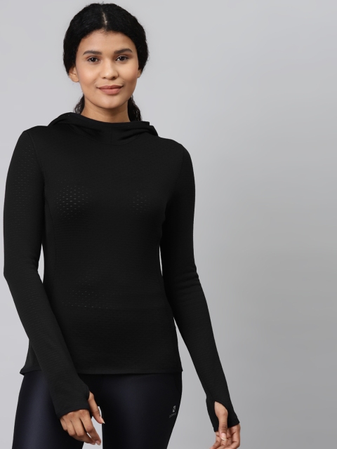 

Marks & Spencer Women Black Self Design Hooded Sweatshirt