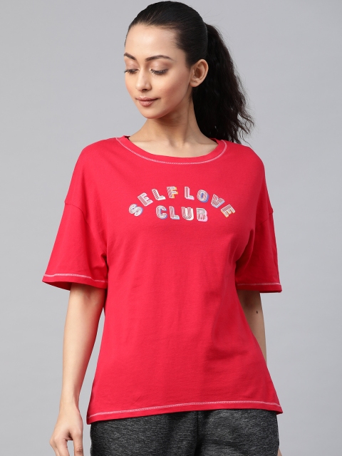 

Marks & Spencer Pure Cotton Women Red Solid Round Neck T-shirt