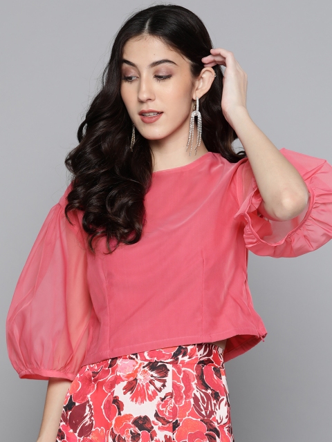 

SASSAFRAS Pink Solid Crop Top