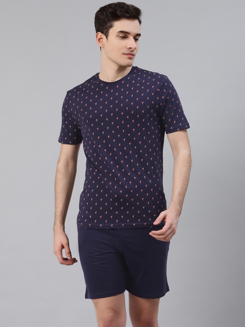 

Marks & Spencer Men Navy Blue Pure Cotton Printed Nightsuit
