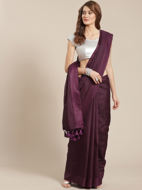 

Nanda Silk Mills Aubergine Solid Saree, Burgundy