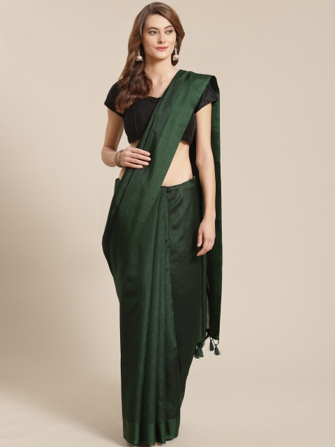 

Nanda Silk Mills Green Solid Saree