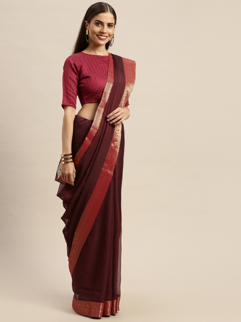 

Kalini Maroon Solid Celebrity Saree