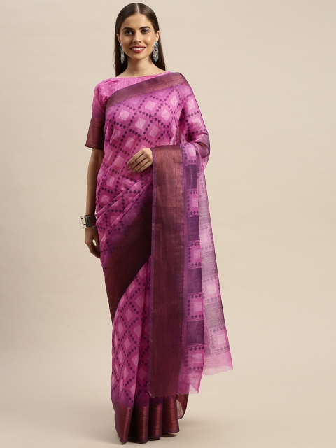 

KALINI Purple Printed Polycotton Saree