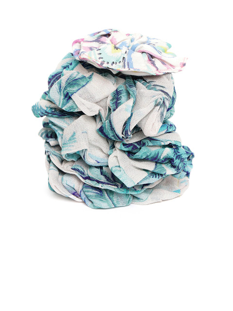 

I AM FOR YOU Women Set of 5 Printed Scrunchies, White