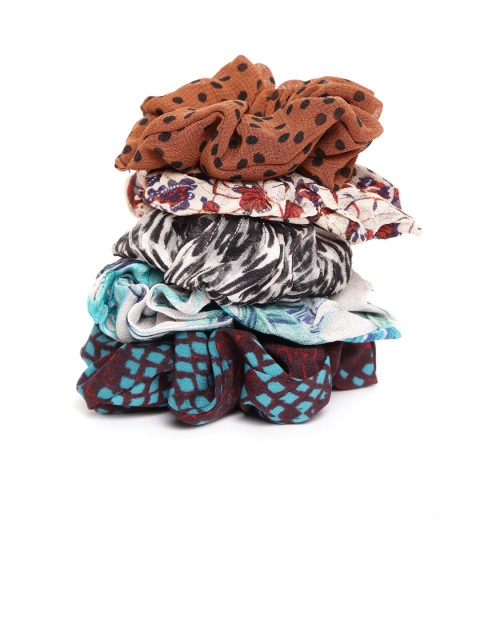 

I AM FOR YOU Women Set of 5 Printed Scrunchies, Multi