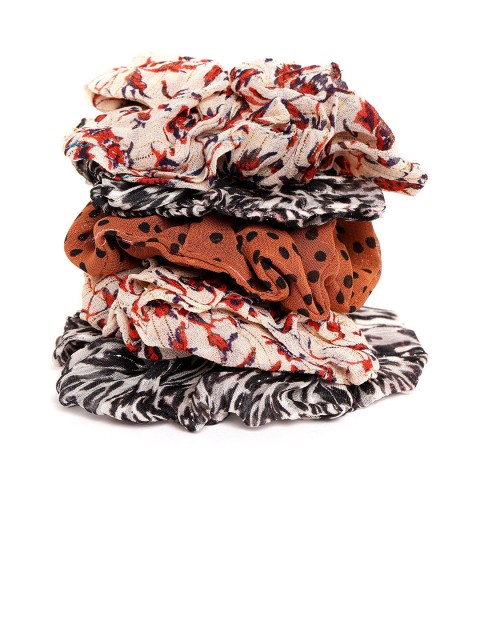 

I AM FOR YOU Women Set of 5 Printed Scrunchies, Multi