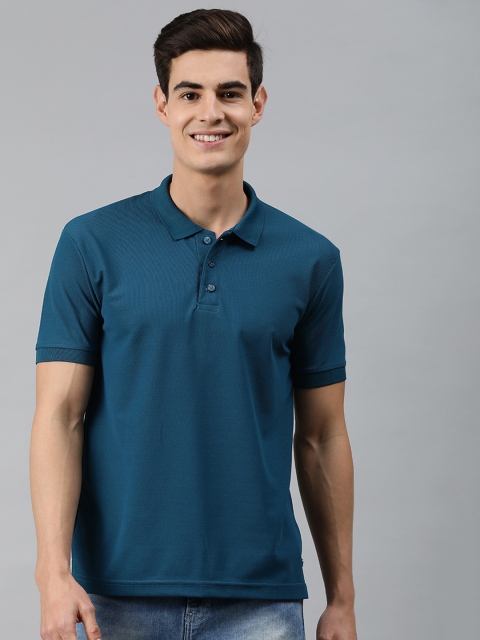 

MARCA Disati Men Teal Blue Solid Polo Collar T-shirt