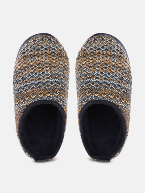 

Marks & Spencer Men Navy Blue & Mustard Yellow Woven Design Room Slippers