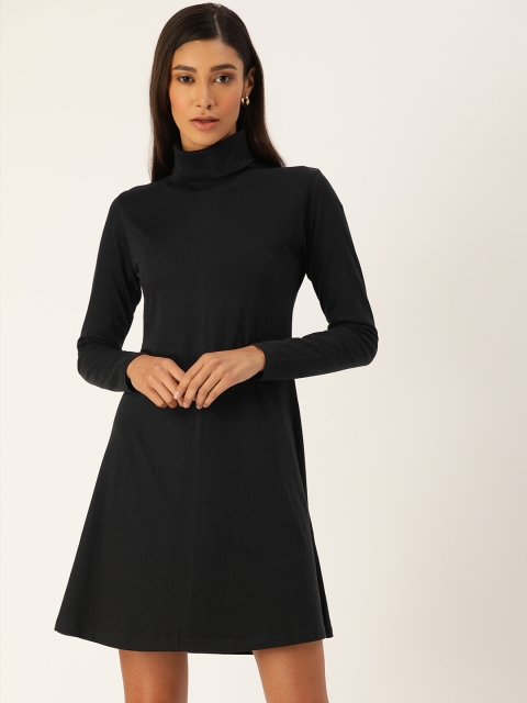 

The Dry State Women Black Solid A-Line Dress