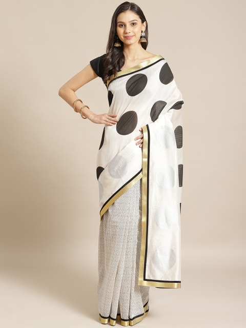 

Masaba White & Black Pure Crepe Printed Designer Saree