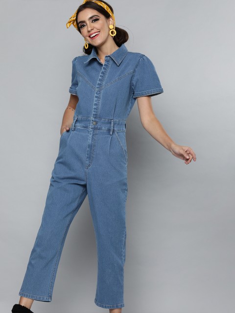 

MAGRE Women Blue Solid Basic Jumpsuit
