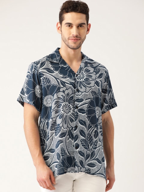 

Hancock Men Navy Blue & White Relaxed Regular Fit Printed Casual Shirt