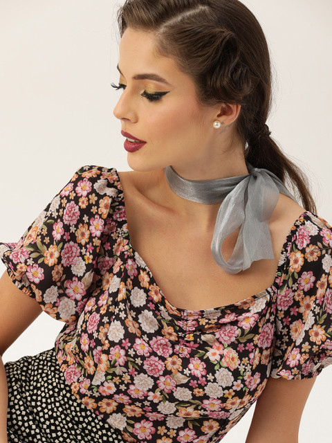 

Faballey Multicoloured Floral Printed Georgette Regular Top, Multi