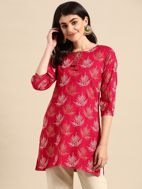 

Prakrti Women Pink & Golden Printed Sustainable Kurti