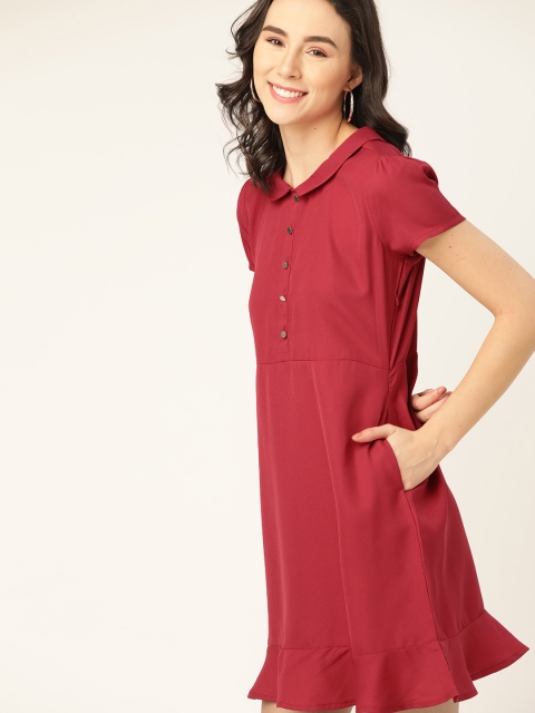 

DressBerry Women Magenta Solid A-Line Mini Dress