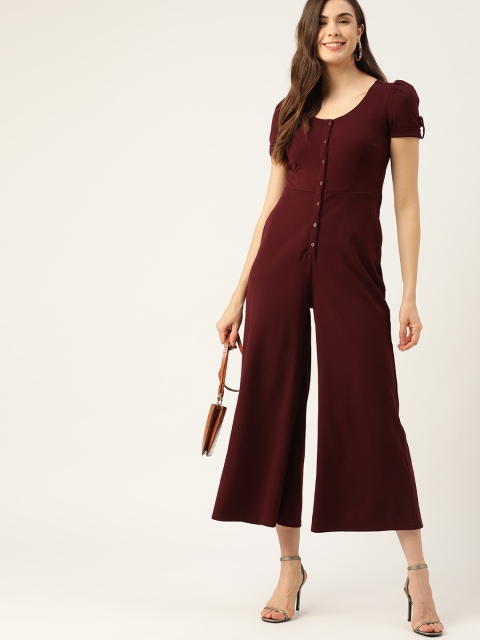 

DressBerry Burgundy Solid Basic Jumpsuit