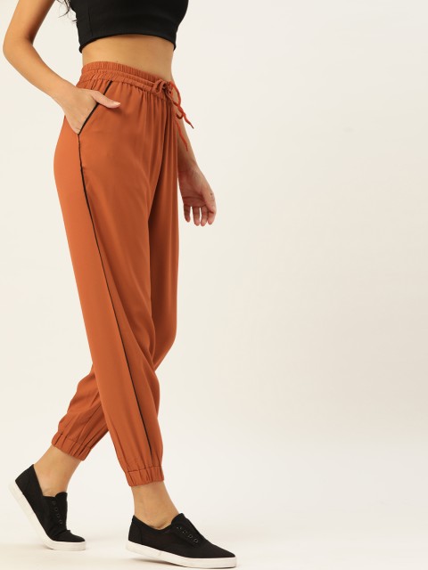 

DressBerry Women Rust Orange Solid Woven Joggers