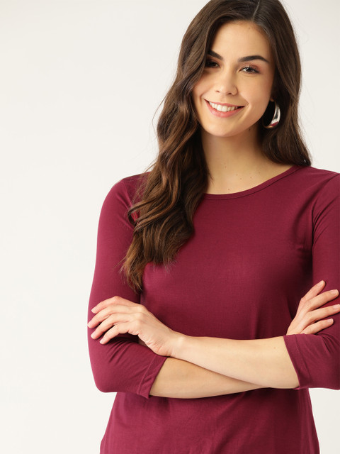 

DressBerry Women Maroon Solid T-shirt