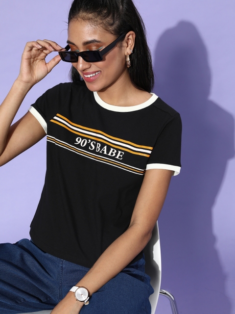 

DressBerry Women Classic Black Striped Talking Tee