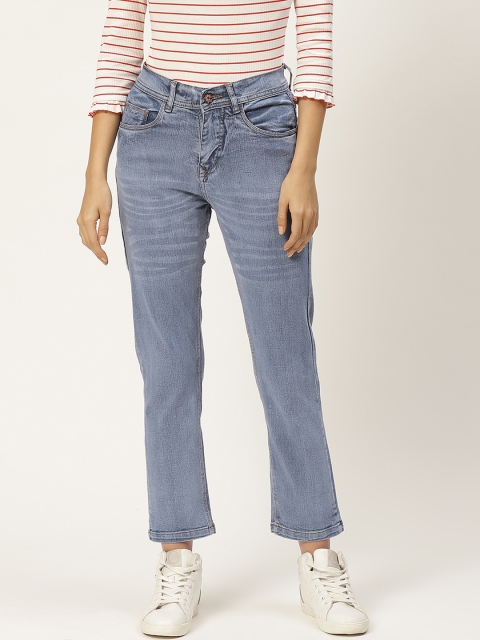 

PARIS HAMILTON Women Blue Boyfriend Fit High-Rise Clean Look Stretchable Jeans