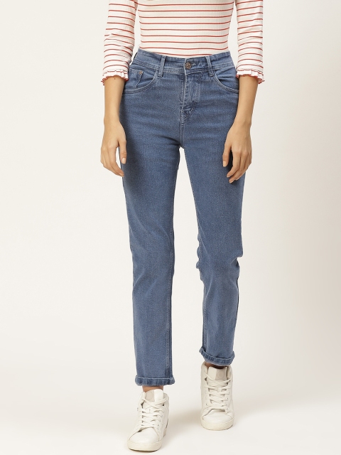 

PARIS HAMILTON Women Blue Boyfriend Fit High-Rise Clean Look Stretchable Jeans