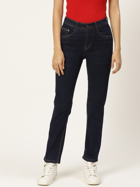 

PARIS HAMILTON Women Navy Blue Straight Fit High-Rise Clean Look Stretchable Jeans