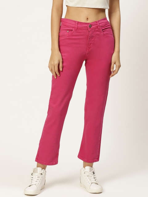 

PARIS HAMILTON Women Pink Boyfriend Fit High-Rise Clean Look Stretchable Jeans